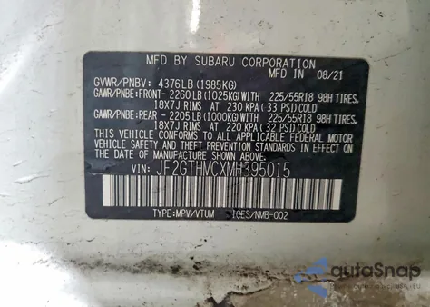 2021 Subaru Crosstrek Limited from USA, damaged, VIN JF2GTHMCXMH395015